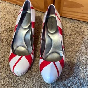 Candy cane hand painted shoes